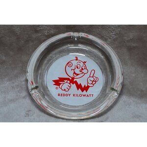 Vintage Reddy Kilowatt USA Clear Glass Ashtray Advertising Promotional Electric
